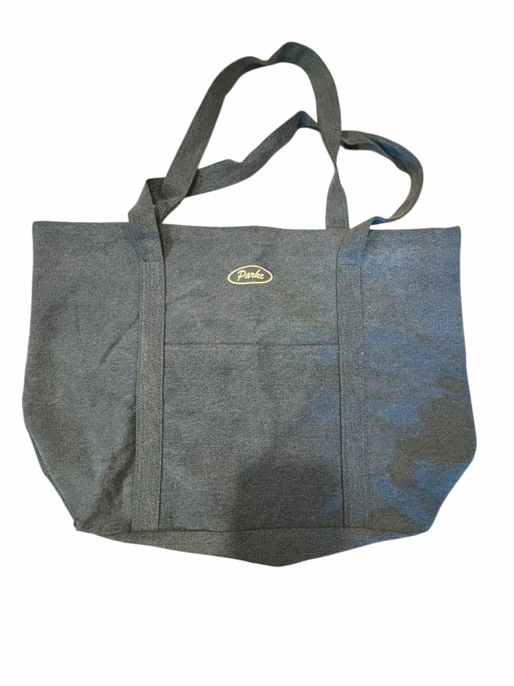 Parke Denim Dark Gray Canvas Tote Bag with Front Pocket